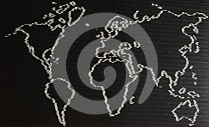 Black and White map of World