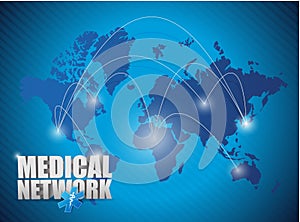 World map medical network illustration