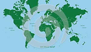 World map, Mercator projection with boundary line photo