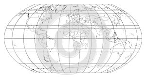 World map with meridians and parallels grid on white background. All countries and islands. Vector eps8 photo