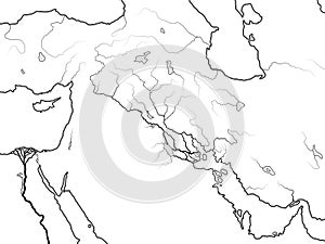 World Map of MESOPOTAMIA: Šumer, Akkad, Babylonia, Assyria, Tigris & Euphrates. Geographic historic chart of Ancient Persian Gulf.