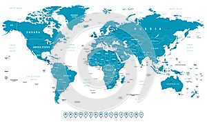 World Map and navigation icons - illustration