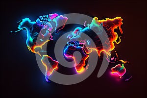 World map neon colorfool illustration photo