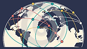 World Map Network: Global Communication & Interconnectivity, vector design Generative AI