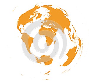 World map with outline in World Azimuthal Equidistant coordinate system