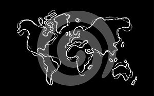 World map outline concept hand drawn template