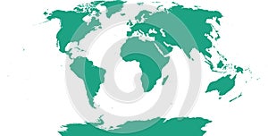 World map with outline in World Eckert I coordinate system