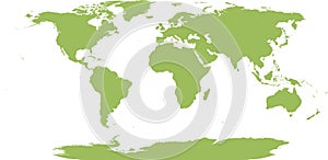 World map with outline in World Eckert III coordinate system