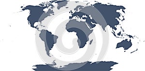 World map with outline in World Eckert V coordinate system