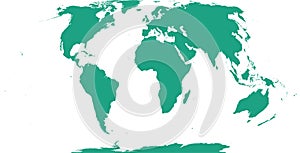 World map with outline in World Eckert VI coordinate system