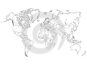 World Map Outline Illustration on a white background photo