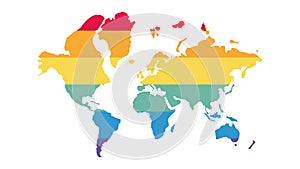 World map outline with LGBT colors. Vector.