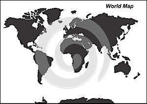 World map outline silhouette for learning