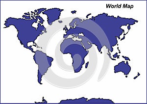 World map outline silhouette for learning