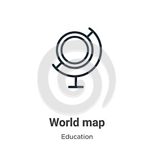 World map outline vector icon. Thin line black world map icon, flat vector simple element illustration from editable education