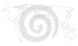 World map outline - vector illustration of earth map on white background