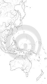 World Map of The PACIFIC OCEAN West coastline: Australasia, Polynesia (Asia-Pacific Region). Geographic chart. photo