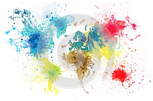 World map with paint splashes