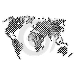 World map from pattern of black rhombuses of different sizes. Vector illustration