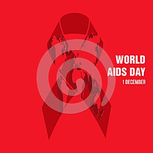 World map picture with sign of AIDS for 1 of December