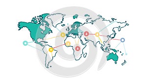 World Map with Pinpoints, Global Network Illustration, vector design Generative AI