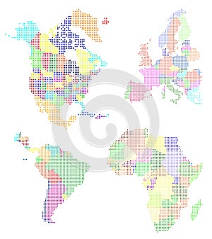 World map pixelated photo