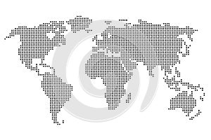 World Map with pixels, continents of the planet - vector