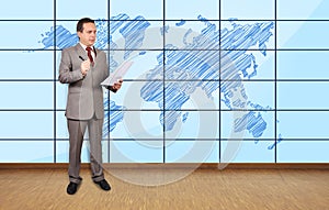 World map on plasma wall