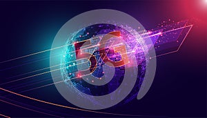 World map point 5G holographic network wireless internet Wi-fi connection and internet of global network connection on