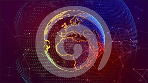 World map point, line, composition representing global, network connection. Earch globe. 3d rendering