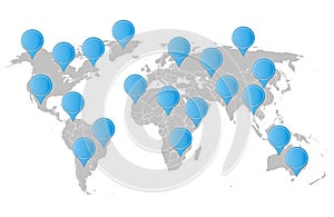 World map with pointer