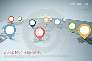 World map with pointer marks