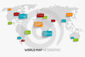 World map with pointer marks