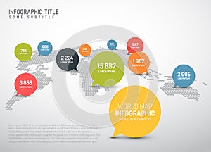 World map with pointer marks