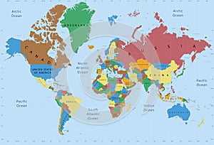 World map political detailed photo