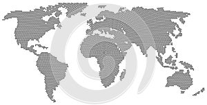 World map in radial dot pattern style
