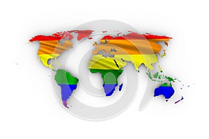 World map with rainbow flag