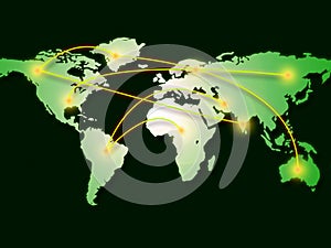 World Map Represents Computer Network And Cartography