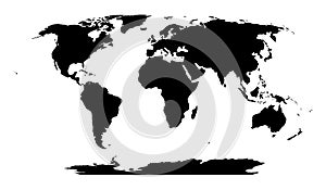 World Map in Robinson Projection. Solid black land silhouette. Vector illustration