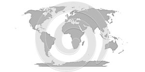 World Map in Robinson Projection. Solid gray land silhouette. Vector illustration