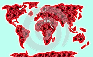 world map, rose continent, creative holiday concept