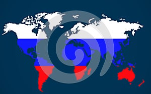 World map with Russia Flag