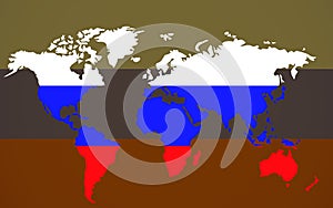 World map with Russia Flag