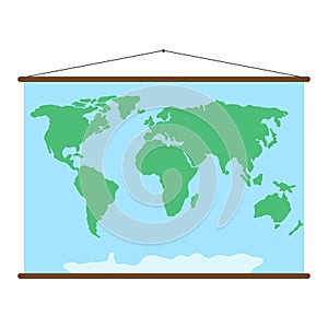 World map school wall poster simple outline vector illustration