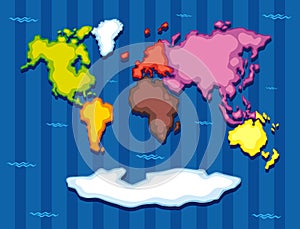 World map with seven continents