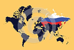 World map showing Russian Federation