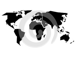 World map silhouette - simplified black vector shape