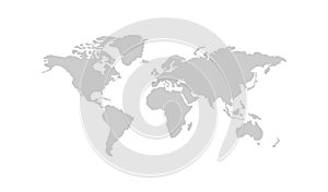 World map silhouette vector australia, asia america europe. Isolated illustration