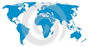 World map, silhouette vector illustration.