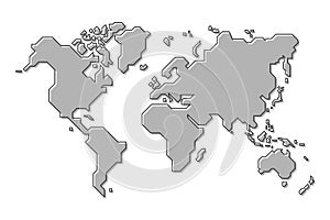 World map . Simple cartoon and outline style . Vector